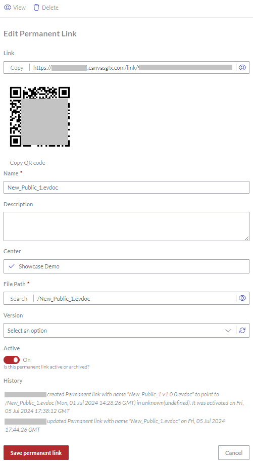 Edit Permanent Link Page