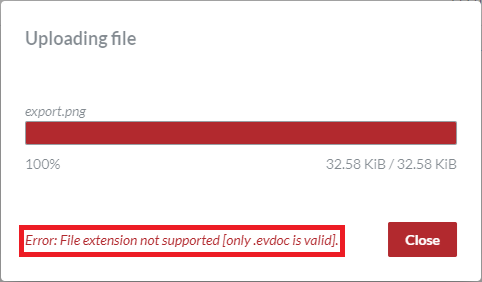 File Exension Not Supported Dialog
