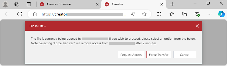 File in Use Dialog File in Use Dialog