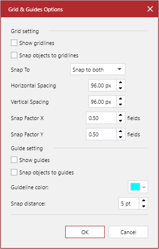 Grid and Guides Options Pop-up Dialog
