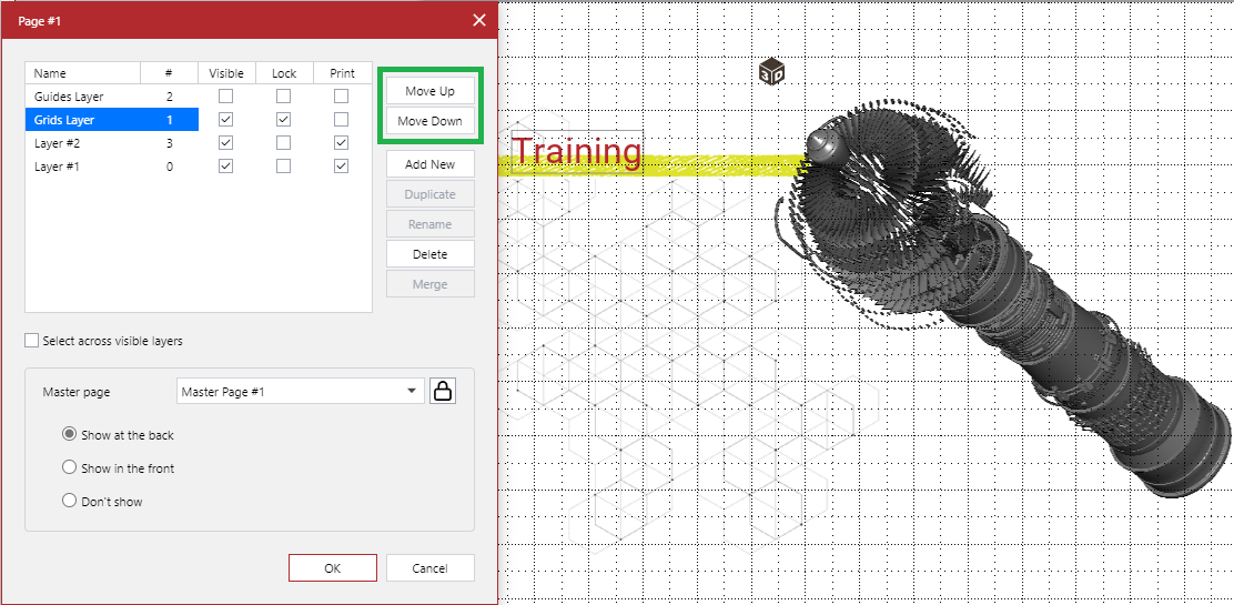 Grids Layer in the Page# pop-up dialog Grids Layer in the Page# pop-up dialog