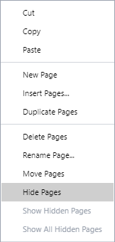 Hide Pages Command from the Page Context-sensitive Menu