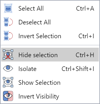Hide Selection context-sensitive menu command in the on-page 3D viewer of the Envision Viewer