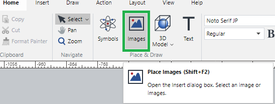 Images Button in the Items Panel on the Insert Ribbon Tab