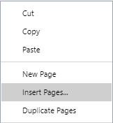 Insert Pages Command from the Page Context-sensitive Menu
