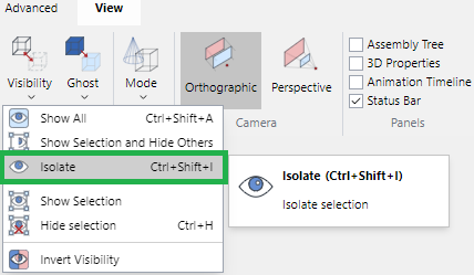 Isolate Command from the Visibility Menu in the Visibility Panel on the View 3D Edit Mode Ribbon Tab