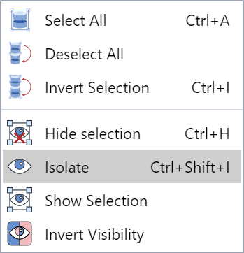 Isolate context-sensitive menu command in the on-page 3D viewer of the Envision Viewer