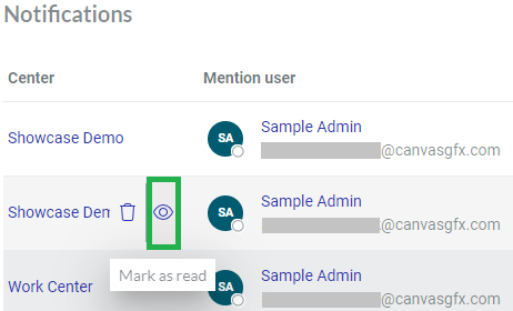 Mark as read Notification Action Menu Button