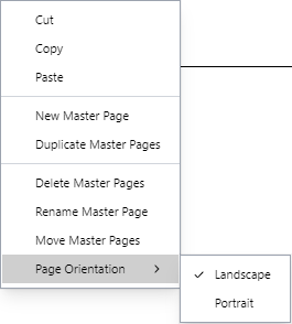 Page Orientation Command from the Master Page Context-sensitive Menu