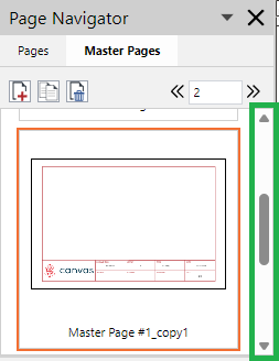Scroll Bar on the Master Pages Tab of the Page Navigator