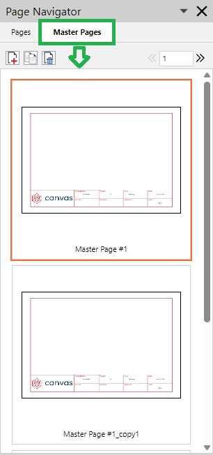 Master Pages Tab in the Pages Panel on the View Layout tab