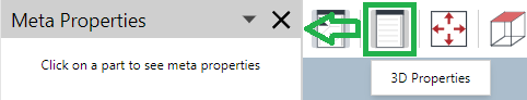 Meta Properties button on the Full-screen 3D Viewer Toolbar in the 3D Viewer
