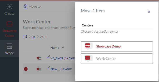 Move 1 Item Pop-up Dialog