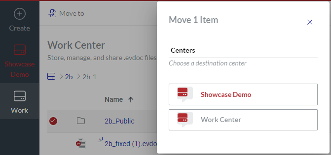 Move 1 Item Pop-up Dialog
