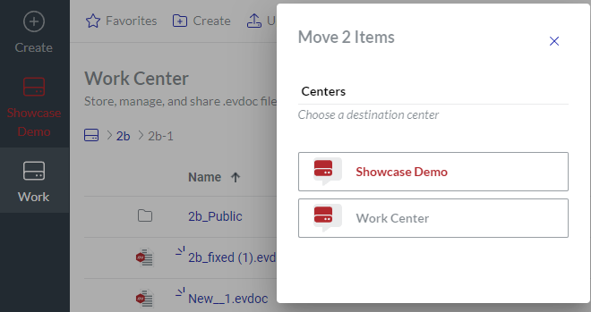 Move 2 Items Pop-up Dialog