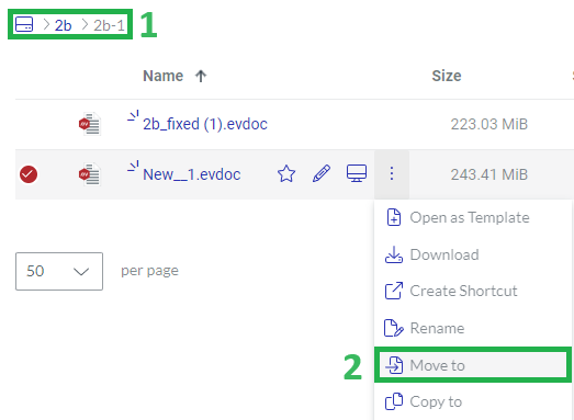 Move to Action Menu Button