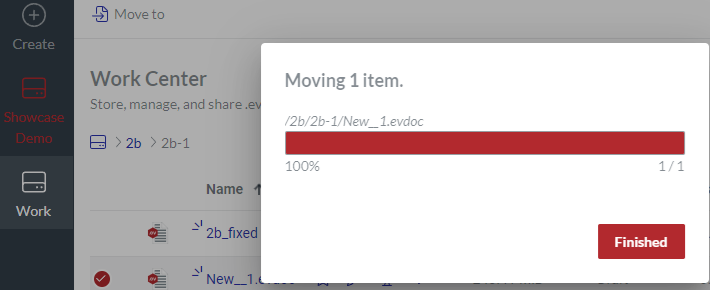 Moving 1 Item dialog