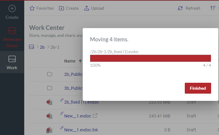 Moving Items dialog