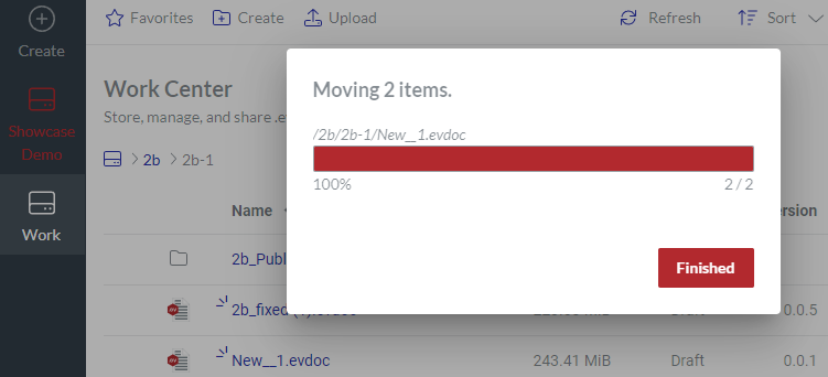 Moving Items dialog
