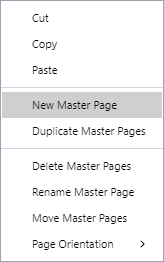 New Master Page Command from the Master Page Context-sensitive Menu