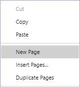 New Page Command from the Page Context-sensitive Menu