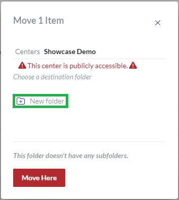 New Folder Link In Move 1 Item Dialog