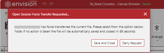 Open Session Force Transfer Requested Dialog