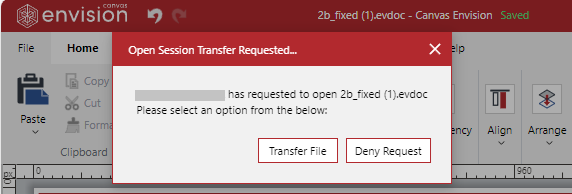 Open Session Transfer Requested Dialog