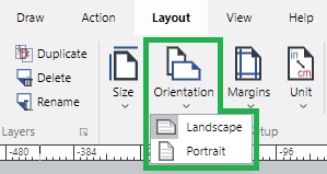 Orientation Menu on the Page Setup Panel of the Layout Ribbon Tab