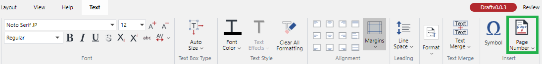 Page Number Split Button on the Insert Panel of the Text Contextual Ribbon Tab