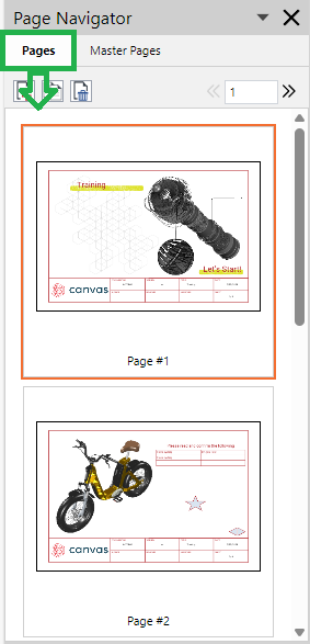 Pages Tab in the Pages Panel on the View Layout tab