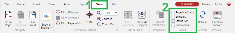 Panes Panel on the View Tab