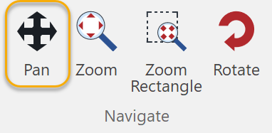 Pan button in the Navigate Panel on the 3D Edit Ribbon Tab in 3D Edit Mode