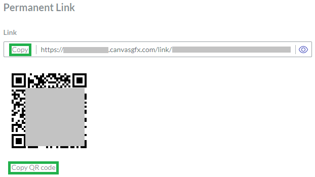 Link Field with Copy and Copy QR Code Buttons on the Permanent Link Page