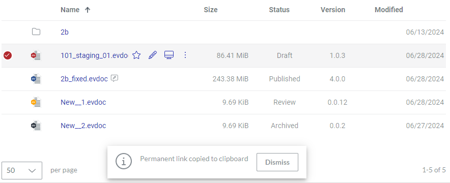 Permanent link copied to clipboard Pop-up Notification Dialog