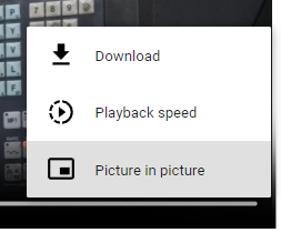 Picture in picture Command from the More Options Menu in the Video Player Embedded in the Viewer