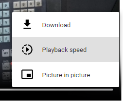 Playback speed Command from the More Options Menu in the Video Player Embedded in the Viewer