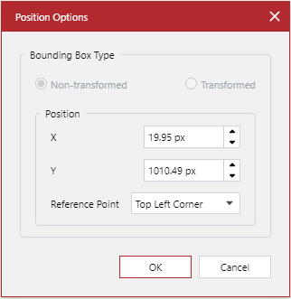 Position Options Pop-up Dialog