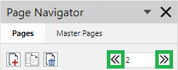 Previous Page and Next Page Buttons on the Page Navigator Toolbar