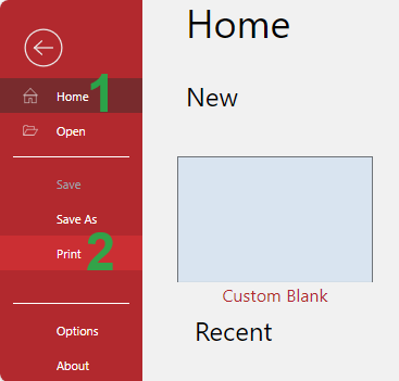 Print Sidebar Tab on the Home Screen
