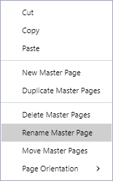 Rename Master Page Command from the Page Context-sensitive Menu