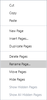 Rename Page Command from the Page Context-sensitive Menu