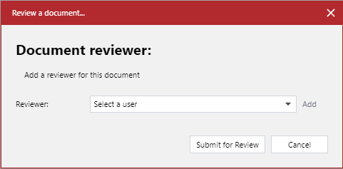 Review a document Pop-up Dialog