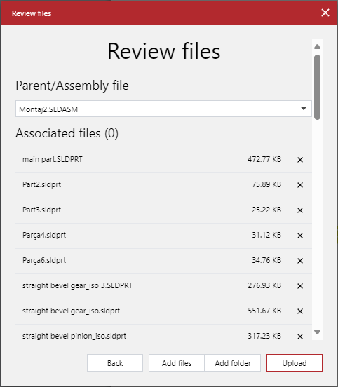 Review files Pop-up Dialog Box