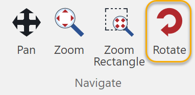 Rotate button in the Navigate Panel on the 3D Edit Ribbon Tab in 3D Edit Mode