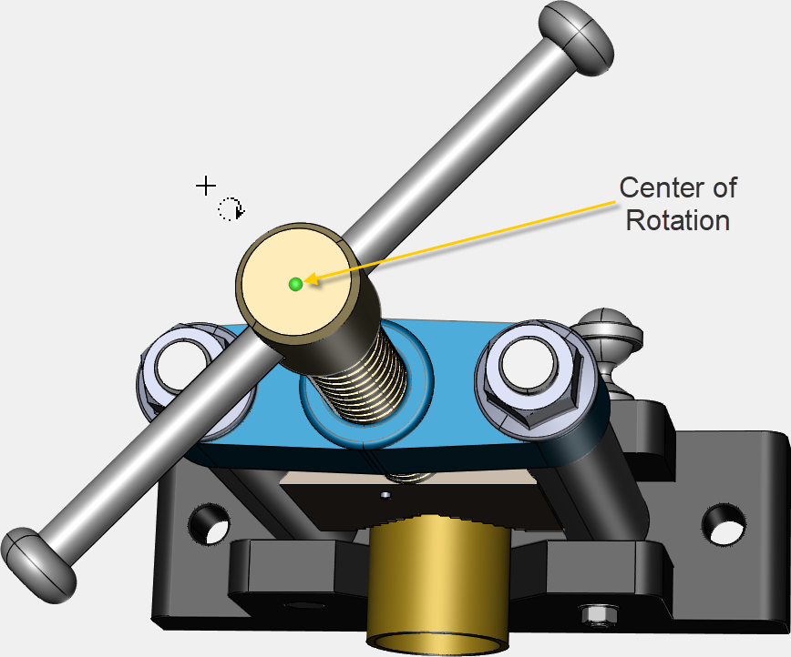 The center of rotation will be represented as the green dot