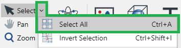 Select All Command from the Select Tool Button Menu in the Navigate Panel on the Home Ribbon Tab