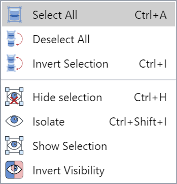 Select All context-sensitive menu command in the on-page 3D viewer of the Envision Viewer