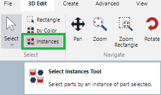Select Instances button in the Select Panel on the 3D Edit Ribbon Tab in 3D Edit Mode