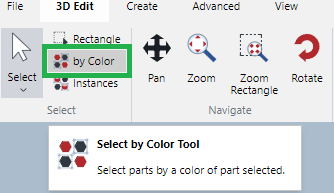 Select by Color button in the Select Panel on the 3D Edit Ribbon Tab in 3D Edit Mode